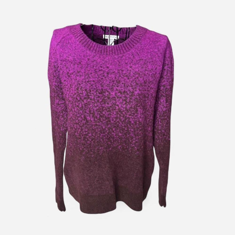 Athleta Hawthorn Ombre Marl Crewneck Sweater Purple Plum Gradient Size Medium
